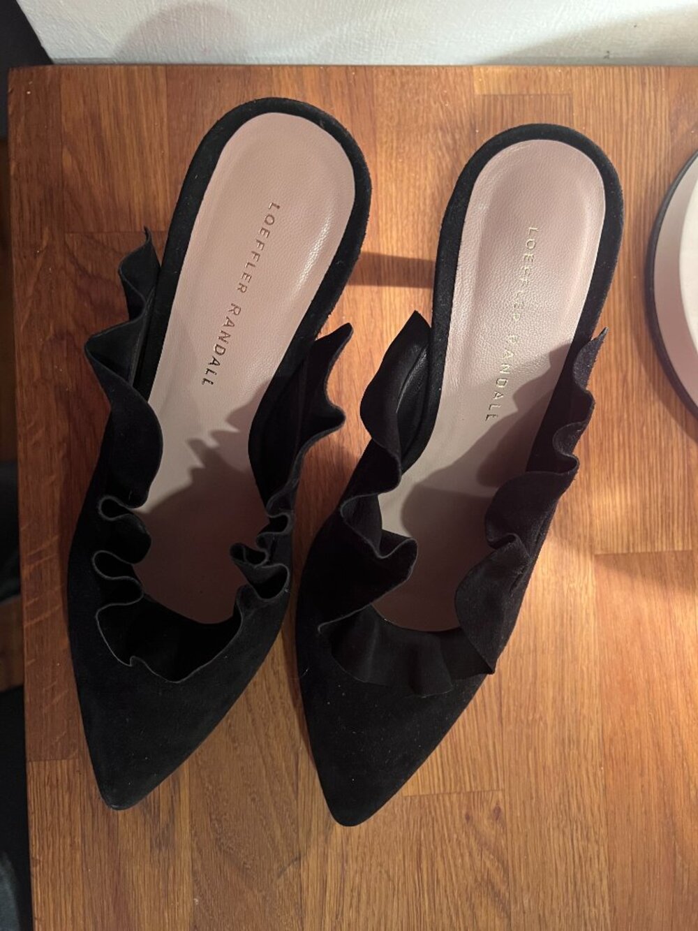 LOEFFLER RANDALL | Langley Black Ruffle Mules Heels (size 9) - Picture 6 of 8